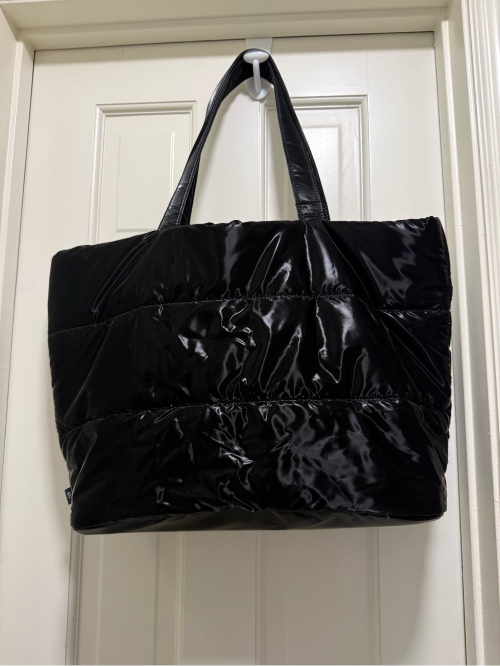 GAP Shiny Quilted Black Tote Bag